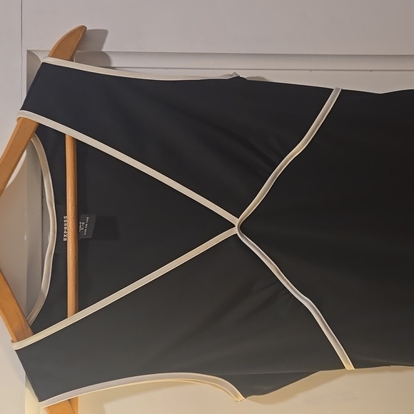 Express Black Midi Dress with Cream Accents - Picture 3 of 12